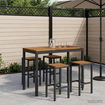 vidaXL Tuinbar Tafel Naturel en Zwart 108,5 x 55 x 105 cm, Verzenden, Nieuw