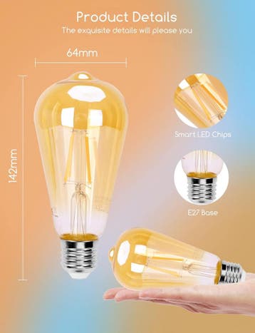 E27 LED lamp - Dimbaar - Filament lamp - 6W - 4 stuks - Aigo, Huis en Inrichting, Verzenden, Zo goed als nieuw