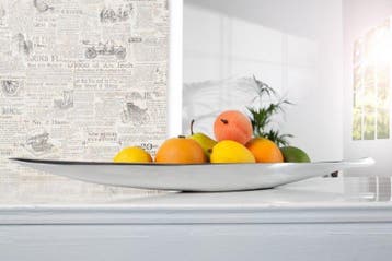 Handgemaakte decoratieve kom SILVER LEAF 60cm zilver, Ophalen of Verzenden, Nieuw