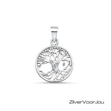 Zilveren ronde levensboom hanger, Verzenden, Nieuw, Zilver