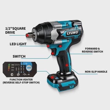Krachtige Accu Slagmoersleutel 1000Nm Brushless - Compatibel, Verzenden, Nieuw
