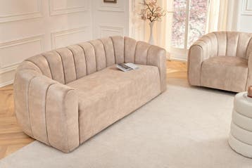 3-zitsbank BABYLON 200cm champagne beige fluweel met, Ophalen of Verzenden, Nieuw