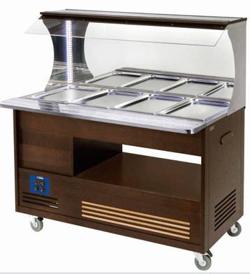 Bain Marie Wandbuffet 4 x 1/1 GN Wenge HorecaTraders, Verzenden, Nieuw in verpakking