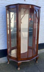 Vintage Engels mahonie vitrinekastje met 2 glazen platen, Antiek en Kunst, Antiek | Meubels | Kasten, Ophalen of Verzenden