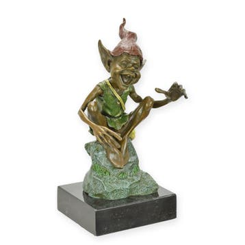 BRONZEN BEELD VAN EEN RUSTENDE KABOUTER (Interieur), Verzenden, Nieuw