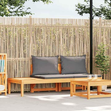 vidaXL Tuinbank met tafel en donkergrijze kussens massief, Tuin en Terras, Verzenden, Nieuw, Hardhout