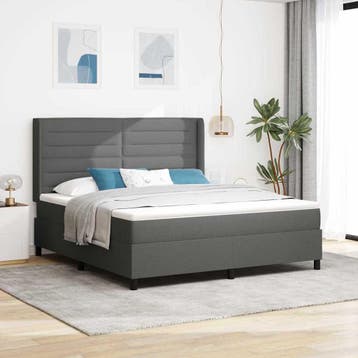 vidaXL Boxspringbed met kussen Donkergrijs 200 x 180 cm Stof, Verzenden, Nieuw, Tweepersoons, Stof