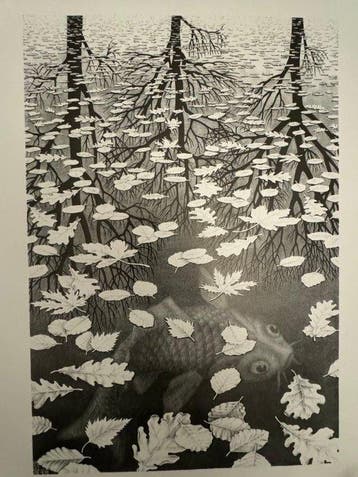 M.C Escher - baarn holland - Drie werelden - Jaren 2000, Antiek en Kunst