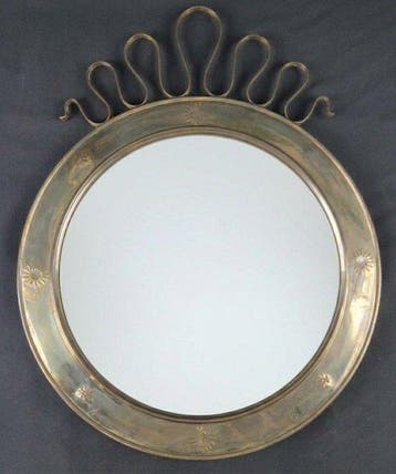Wandspiegel - Messing, Glas - Origineel vintage