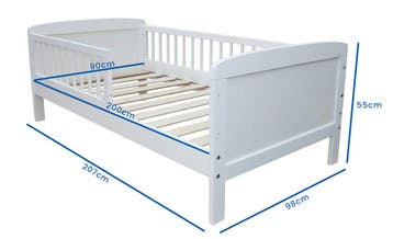 Kleuterbed Wit 200x90 | Massief Hout | Nieuw | Scherpe Prijs, Kinderen en Baby's, Kinderkamer | Bedden, 85 tot 100 cm, Nieuw, Ophalen of Verzenden