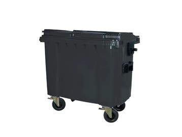 4-wiel kunststof afvalcontainer - 660 liter - grijs, Ophalen of Verzenden