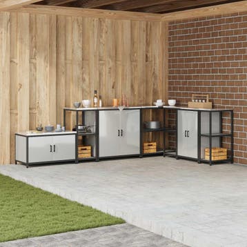 vidaXL Keukenplankeenheid HATTEM Zilverkleurig 40 x 50 x 92, Verzenden, Nieuw, Zilver