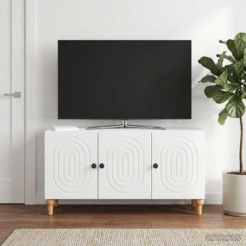 vidaXL TV-kast 99 x 34,5 x 50 cm Hoogglans Wit Bewerkt hout, Huis en Inrichting, Kasten | Televisiemeubels, Minder dan 50 cm, Verzenden