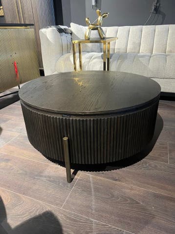 Richmond Interiors Ronde Salontafel Luxor Eiken, 95cm, Huis en Inrichting, Tafels | Salontafels, 50 tot 100 cm, Luxe stijlvol klasse uniek