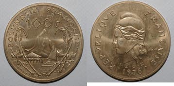 Franzoesisch Polynesien Km E4 100 Francs 1976 I E O M Mun..., Postzegels en Munten, Verzenden
