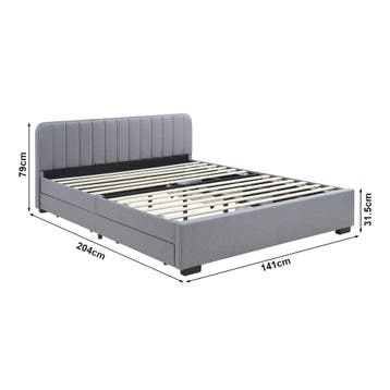 Bed Nofrenna met matras en 4 bedlades 200x140 cm grijs [en.c, Verzenden, Nieuw