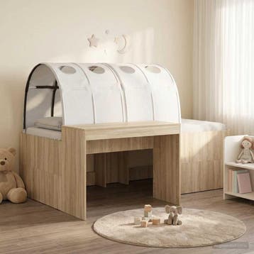 vidaXL Bed met Tunnel 3 st Sonoma eiken en wit Bewerkt hout, Verzenden, Nieuw, Bruin, Hout