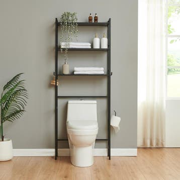 Toiletkast Ljukhobro toiletombouwkast 164x64x20 cm zwart [en, Verzenden, Nieuw