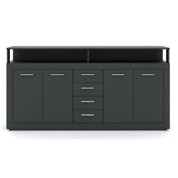 Dressoir  190 cm Breed Antraciet Antraciet (Dressoirs), Verzenden, 150 tot 200 cm, Nieuw, 25 tot 50 cm