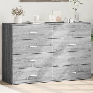 vidaXL Dressoirs 2 st 60x39x80 cm bewerkt hout grijs sonoma, Minder dan 50 cm, Verzenden, Nieuw, Overige houtsoorten