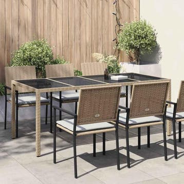 vidaXL Tuinstafel Beige poly rattan, Verzenden, Nieuw