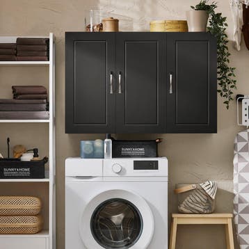 2dekans | SoBuy Hangkast Badkamerkast Zwart – 90x60x30 cm –, Huis en Inrichting, Ophalen of Verzenden, Zo goed als nieuw