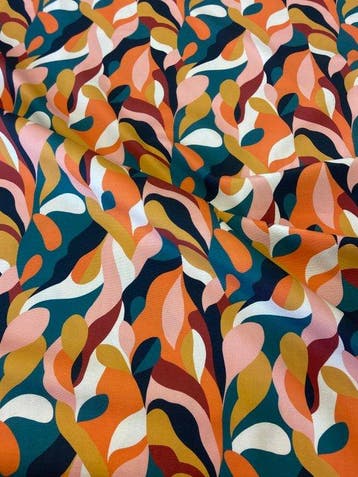 !!NIEUW!! Stof met digitale, abstracte, organische print en