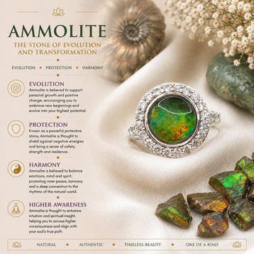 Zilver, 925 sterlingzilver & natuurlijke ammoliet -, Verzamelen