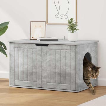 vidaXL Kattenhuis Beton 85 x 55 x 50,5 cm Bewerkt hout, Dieren en Toebehoren, Katten-accessoires, Verzenden, Nieuw