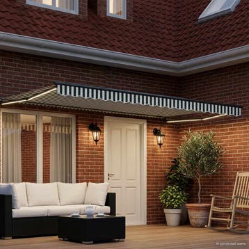 vidaXL Handmatig knikarmscherm met solar LED 5 x 3 m, Verzenden, Nieuw