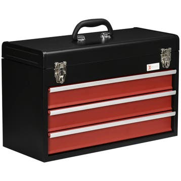 TRUUSK Gereedschapskoffer - 3 Laden - Staal - Zwart/Rood - H, Verzenden, Nieuw
