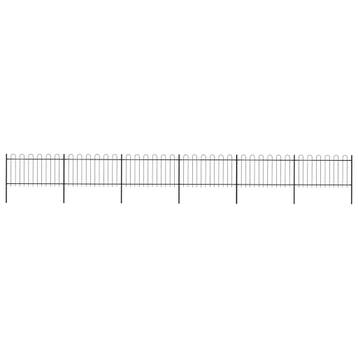 vidaXL Tuinhek met ringtop staal 1005x100 cm zwart, Tuin en Terras, Schuttingen, Verzenden, Nieuw, IJzer, Minder dan 1 meter