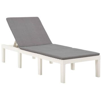 vidaXL Ligbed met kussen kunststof wit, Tuin en Terras, Verzenden, Nieuw