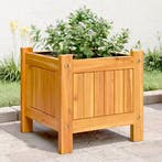 vidaXL Plantenbak met voering 31x31x30 cm massief acaciahout, Tuin en Terras, Bloembakken en Plantenbakken, Verzenden, Nieuw, Hout