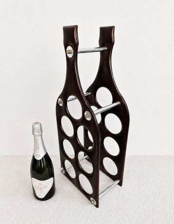 Wijnrek - 7 Bottle - Leder, Staal