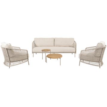 Puccini stoel bank loungeset 5 delig teak latte 4 Seasons, Ophalen of Verzenden, Nieuw