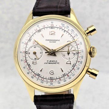 Chronographe Suisse - Cal. Landeron 48 - Plaquê Ouro -, Nieuw