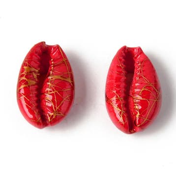 5 x   Schelp kralen specials Kauri Gold line-kiss red, Ophalen of Verzenden, Nieuw, Kraal