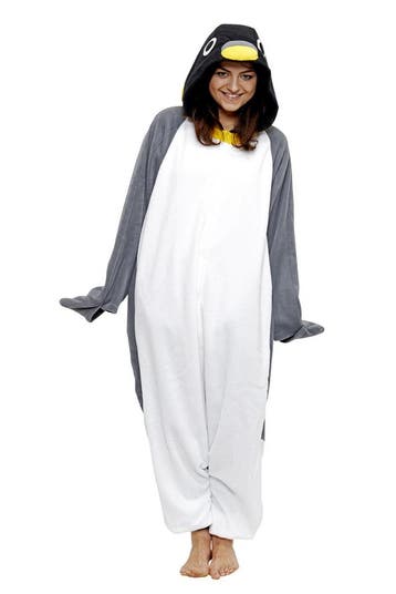 KIMU® Onesie Grijze Pinguin Pak M-L of 170-176 Pinguinpak Ko, Maat 38/40 (M), Carnaval, Nieuw, Ophalen of Verzenden