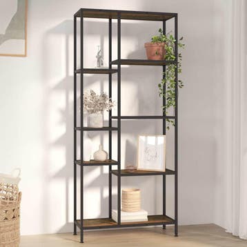 vidaXL Boekenkast 80x30x180 cm staal en bewerkt hout, Huis en Inrichting, Minder dan 50 cm, Verzenden, Nieuw, 150 tot 200 cm