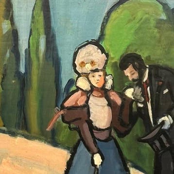 Henri Reboa (1910-1980) - Couple dans un paysage