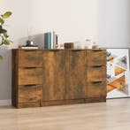 vidaXL Dressoirs 3 st bewerkt hout gerookt eikenkleurig, Verzenden, Nieuw, 50 tot 100 cm, 25 tot 50 cm