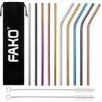 Fako Bijoux - 10 Herbruikbare RVS Gekleurde Rietjes - 5, Verzenden, Nieuw