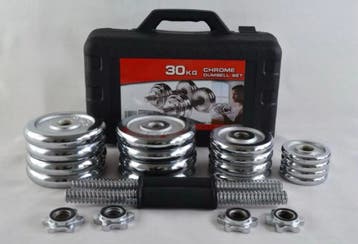 homesport Halterset 30 kg, Sport en Fitness, Verzenden, Nieuw, Benen, Dumbbell