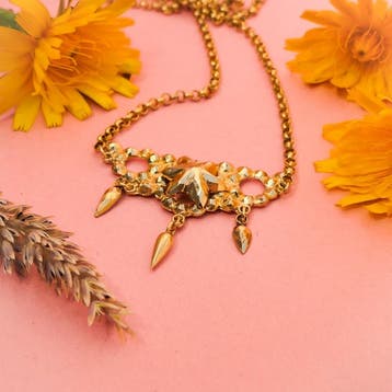 Gouden jasseron schakelketting met vaste hanger, Ophalen of Verzenden, Gebruikt, Goud, Goud