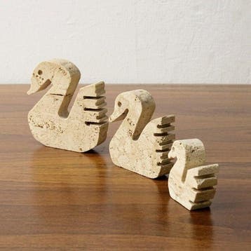 Figuur - 3 figure di cigno Italian Design (3) - Travertino