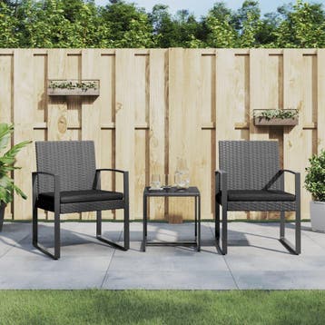 vidaXL 3-delige Tuinset met kussens polypropeen rattan, Verzenden, Nieuw, 3 zitplaatsen, Tuinset