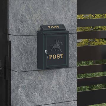 vidaXL Wandgemonteerde brievenbus met opslag Groen 29 x 13 x, Verzenden, Nieuw