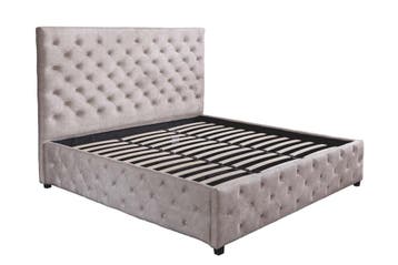 Bed PARIS 180x200cm CHESTERFIELD-look fluweel champagnebeige, Huis en Inrichting, Slaapkamer | Bedden, Ophalen of Verzenden, Nieuw