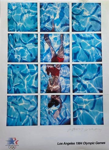 David Hockney -  Diver in swimming pool  Affiche